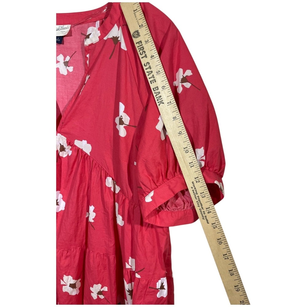 Universal Thread Puff Sleeve Floral Tiered Babydoll Dress Sz L Coral Beach Boho - Picture 12 of 14